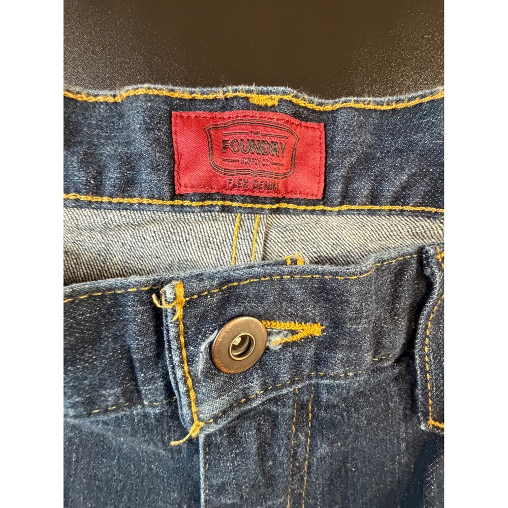 The Foundry Supply Co Flex Denim Jeans Mens 48x32 Dark Wash Straight Leg Blue K1 - Picture 3 of 8